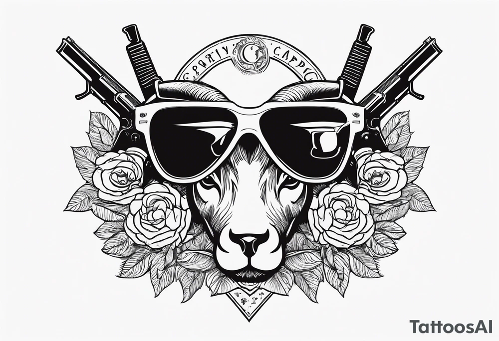 capricorn with sunglasses and a shotgun tattoo idea