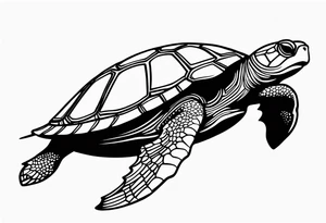 A serene turtle swimming underwater, detailed shell patterns visible, symbolizing patience and longevity.” tattoo idea