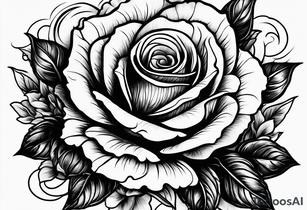 a dark night with a lightening storm outside in a field of roses tattoo idea