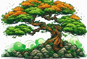 Action Tree Service using colors green and orange tattoo idea