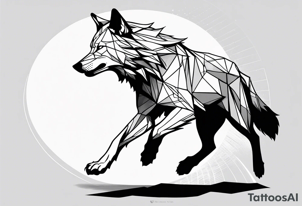 a wolf running tattoo idea