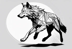 a wolf running tattoo idea