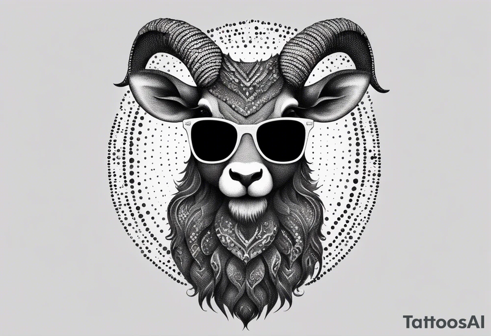 capricorn with beard and sunglasses tattoo idea