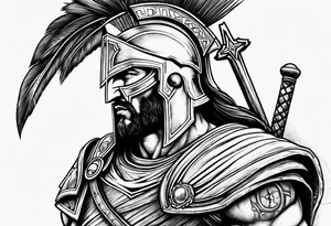 Medium size biblical spartan with cross tattoo idea