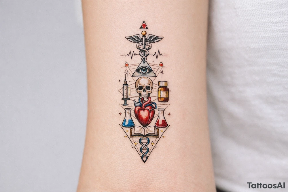 Now, based on the picture I've liked, make it 3 times taller, and add medical theme tattoo idea