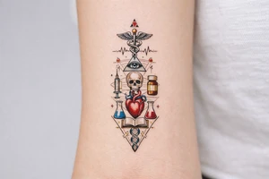 Now, based on the picture I've liked, make it 3 times taller, and add medical theme tattoo idea
