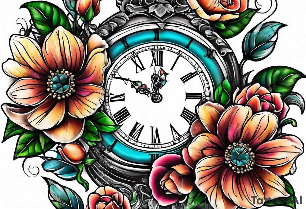 Time Chaim flower tattoo idea