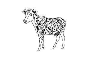 black and white patterned jersey cow tattoo idea