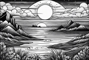 Sunset in the horizon tattoo idea