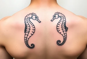 His and hers sea horses tattoo idea