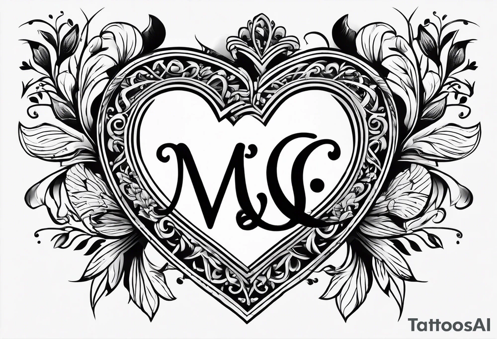 Simple Heart with the letters M&S inside tattoo idea