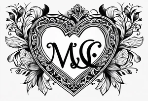 Simple Heart with the letters M&S inside tattoo idea
