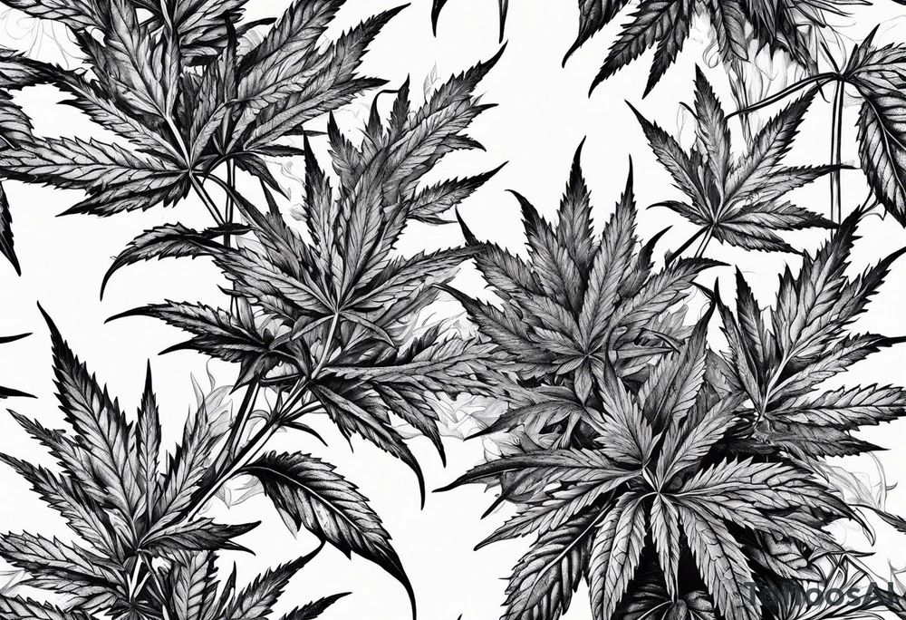 Cannabis plant botanical tattoo idea