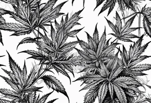 Cannabis plant botanical tattoo idea