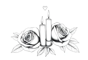 Passed love one, two roses, two candles, blue, hearts tattoo idea