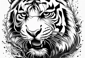 minimalist tiger splashing water tattoo idea
