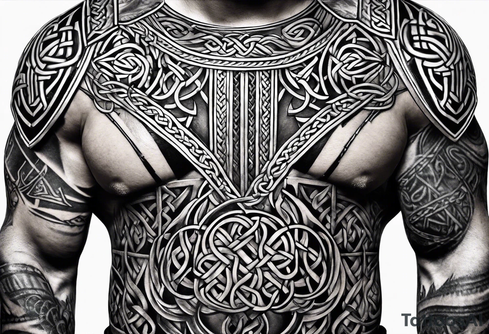 full torso celtic armor viking tattoo idea