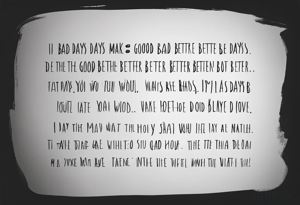 I want the text: bad days make good days better tattoo idea