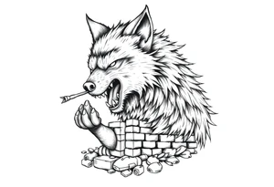 Big bad wolf  blowing a brick house down tattoo idea