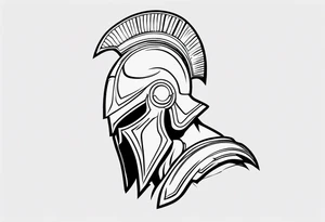 ultra-fine line linework vector of a spartan from the side tattoo idea