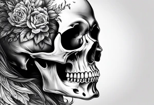 Male skull decaying side view tattoo idea
