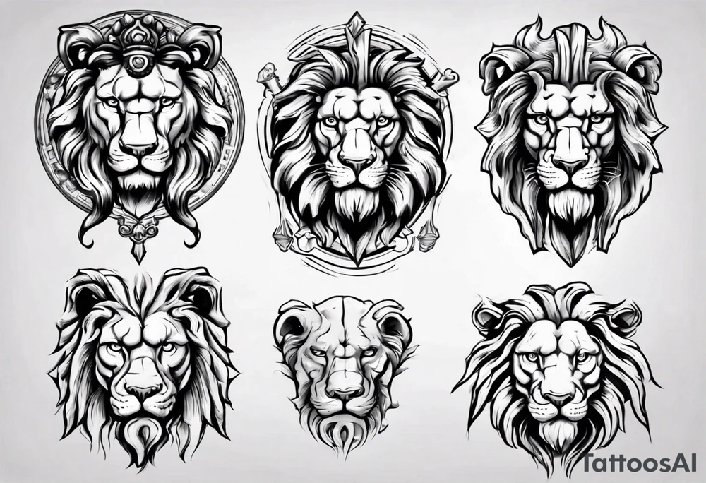 Roman ancient lion face statue tattoo idea