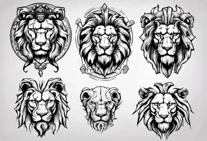Roman ancient lion face statue tattoo idea