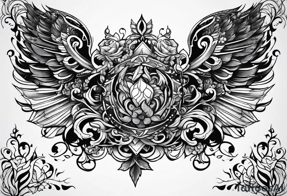 Full sternum tattoo lettering tattoo idea