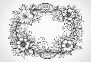 floral clouds circle vignette frame tattoo idea