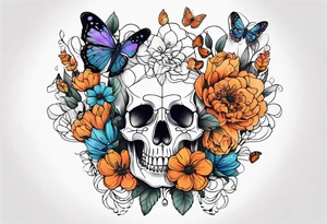 full body skeleton
 flowers and butterflies
simple design minimal tattoo idea
