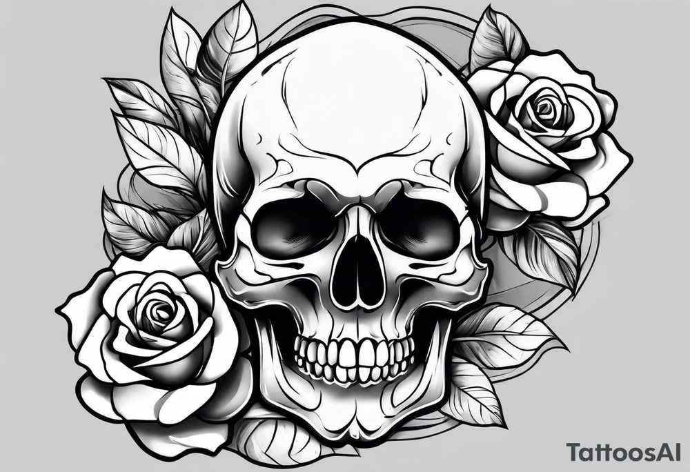 Skull and rose tattoo idea