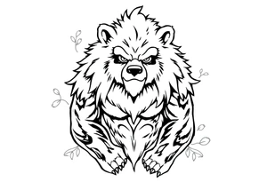 furry cartoon fursona ANTHROPOMORPHIC HUMAN masculine buff bear human tattoo idea