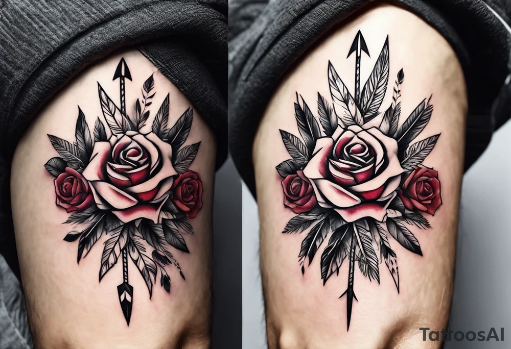five Indian arrows going through a single rose on a forearm tattoo idea five Indian arrows going through a single rose on a forearm tattoo idea
