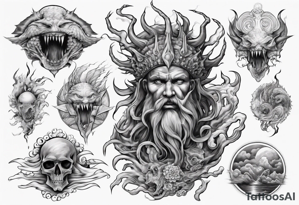 ocean gods thunder tattoo idea