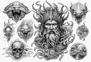 ocean gods thunder tattoo idea