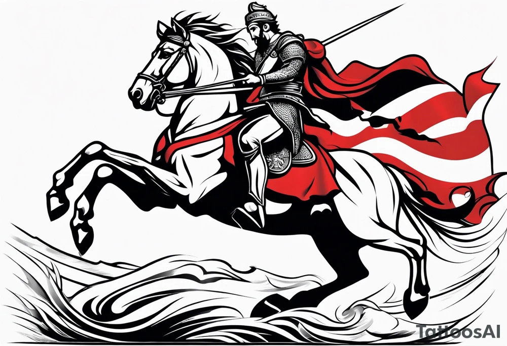 flag of saint george in wind flowing tattoo idea