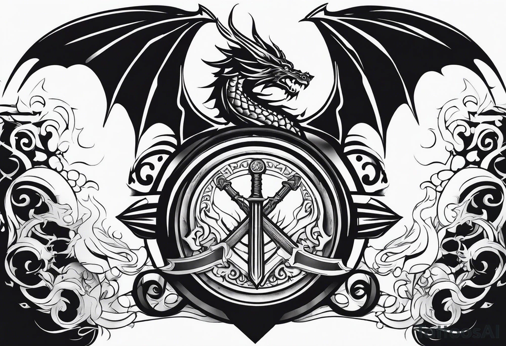 Valhalla sword shield dragon
stairs tattoo idea