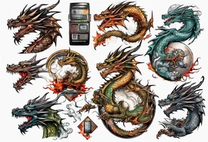 dragon computer parts tattoo idea