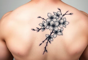 delicate cherry blossoms swirling in spring breeze with petals tattoo idea