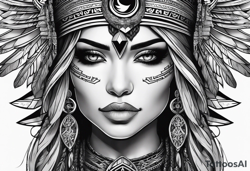 valkrye, kali, pirate, goddess, native american, zen, left side face, chest, wing tattoo idea