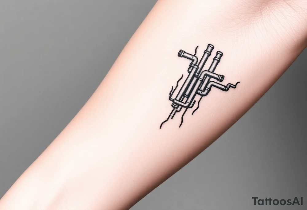 vertical System of thin pipes that transitions gradually from the end into thick, widespread veins of forearm tattoo idea