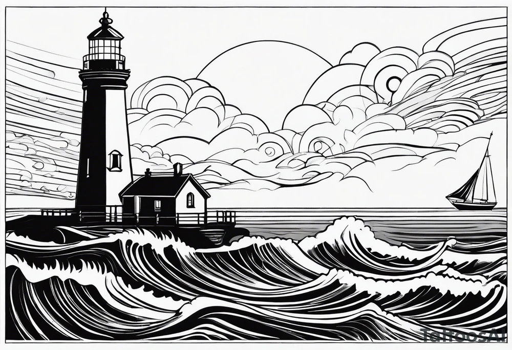 mat  de voilier en forme de phare marin. tattoo idea