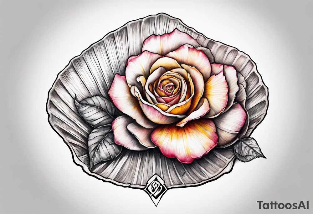 Shell with rose tattoo idea