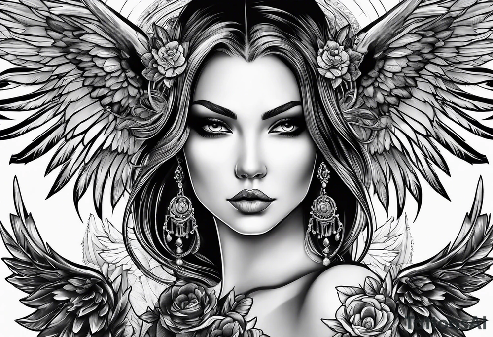 Female dark angel tattoo idea