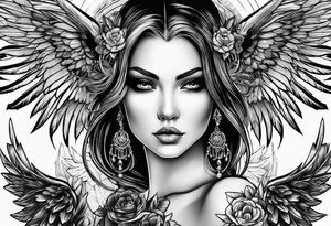 Female dark angel tattoo idea