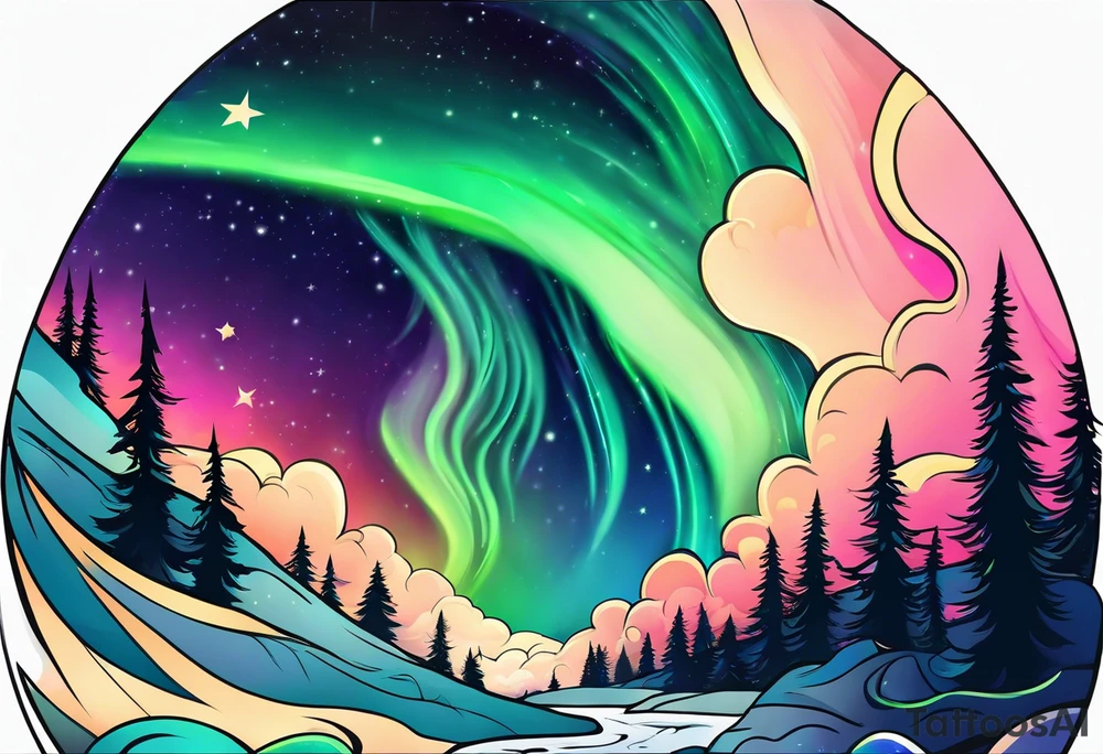 Northern lights
Half sleeve design tattoo idea