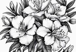 Azaleas with buds along branch tattoo idea