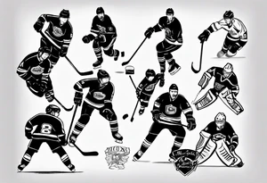 Hockey tattoo incorporating my children’s names in jerseys tattoo idea