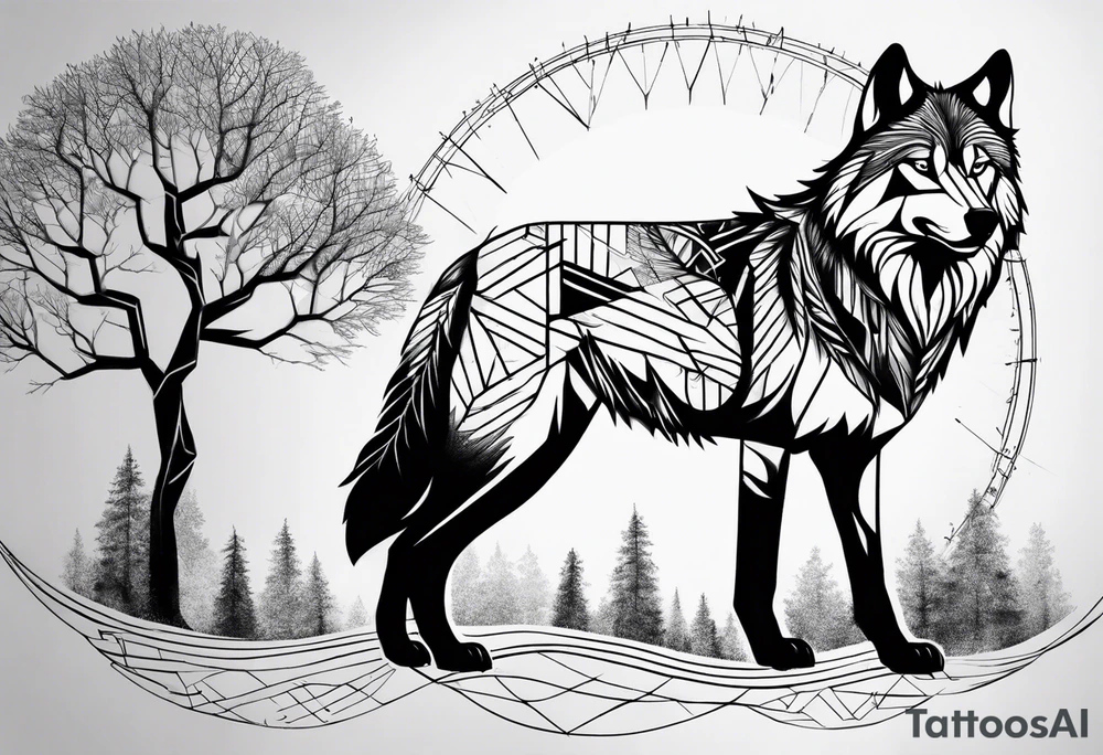 Wolf dna tree tattoo idea
