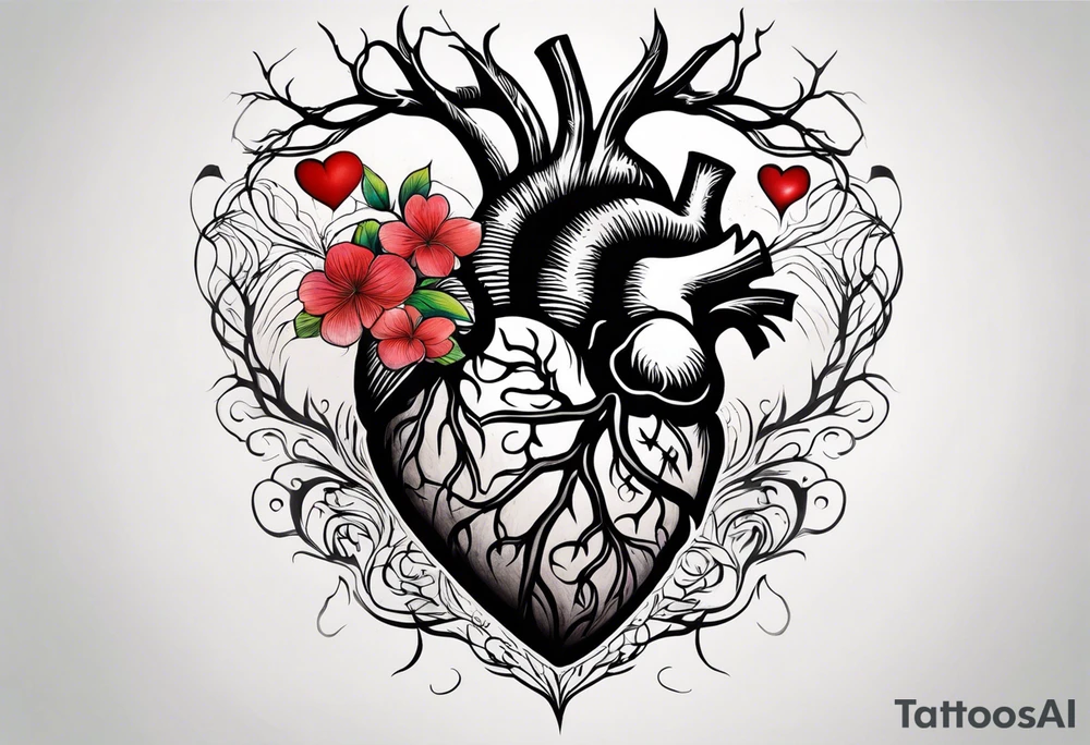 Heart with roots tattoo idea